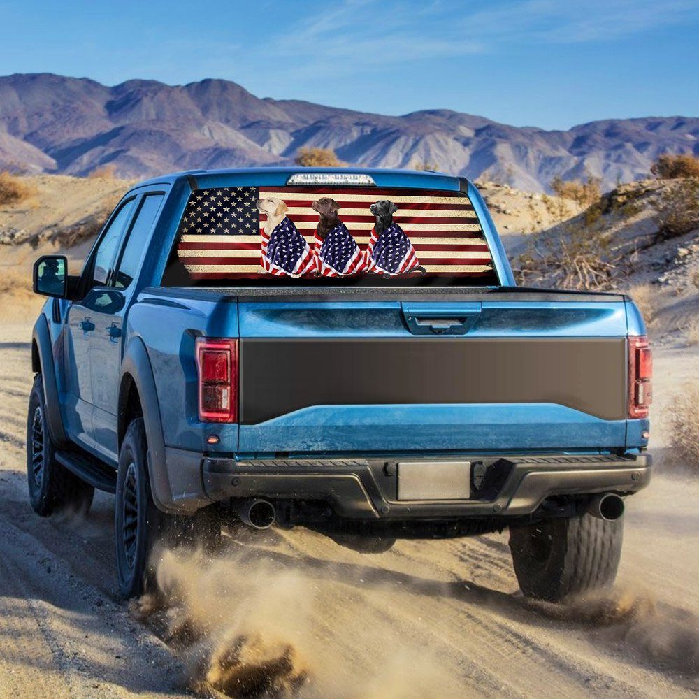 Labrador Retriever Dogs American Patriot Rear Window Decal BNL40CDv35