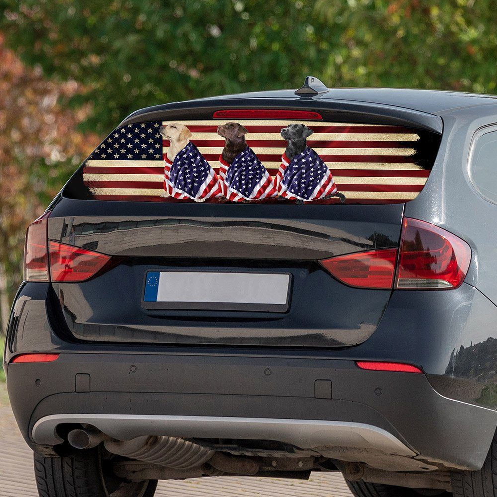 Labrador Retriever Dogs American Patriot Rear Window Decal BNL40CDv35