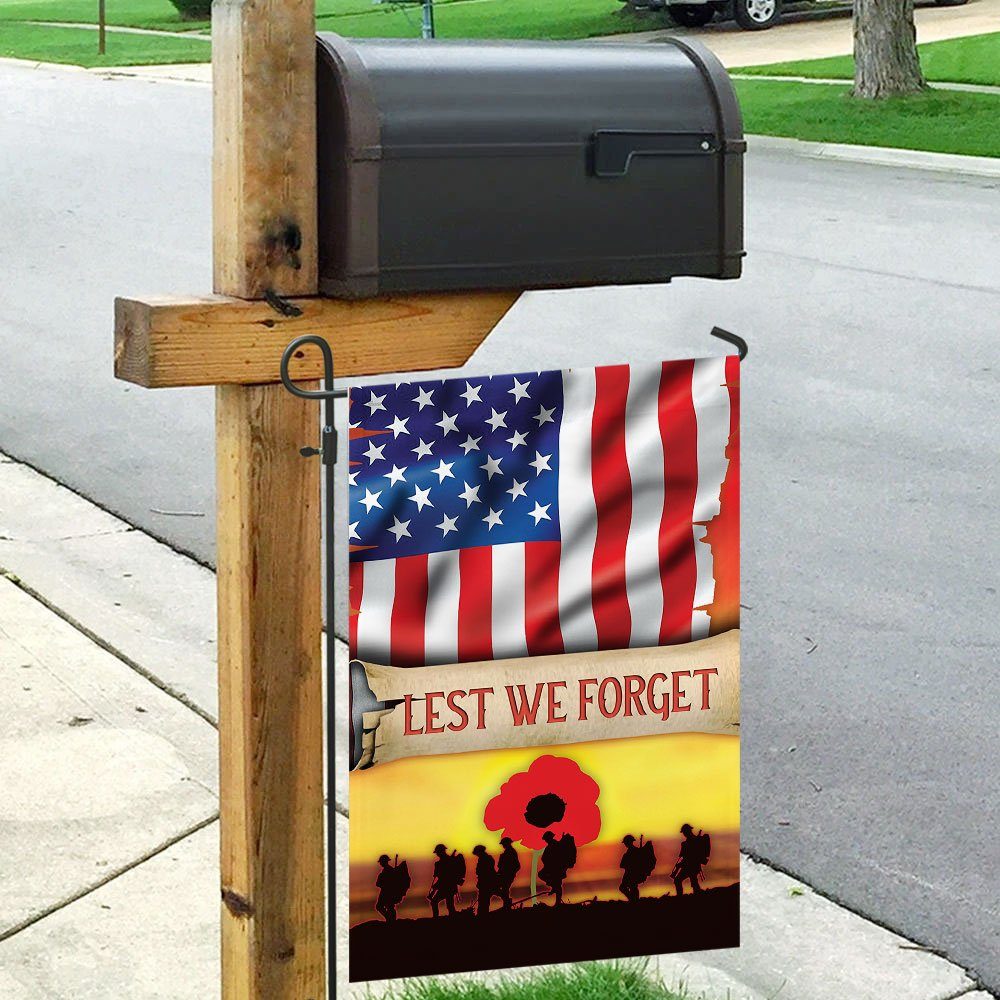 Lest We Forget. Remember Memorial Day Veterans Day Flag