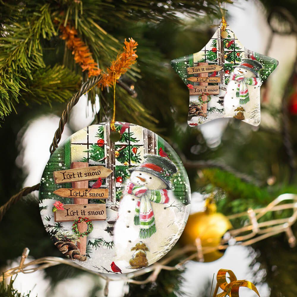 Let It Snow Snowman Ceramic Ornament