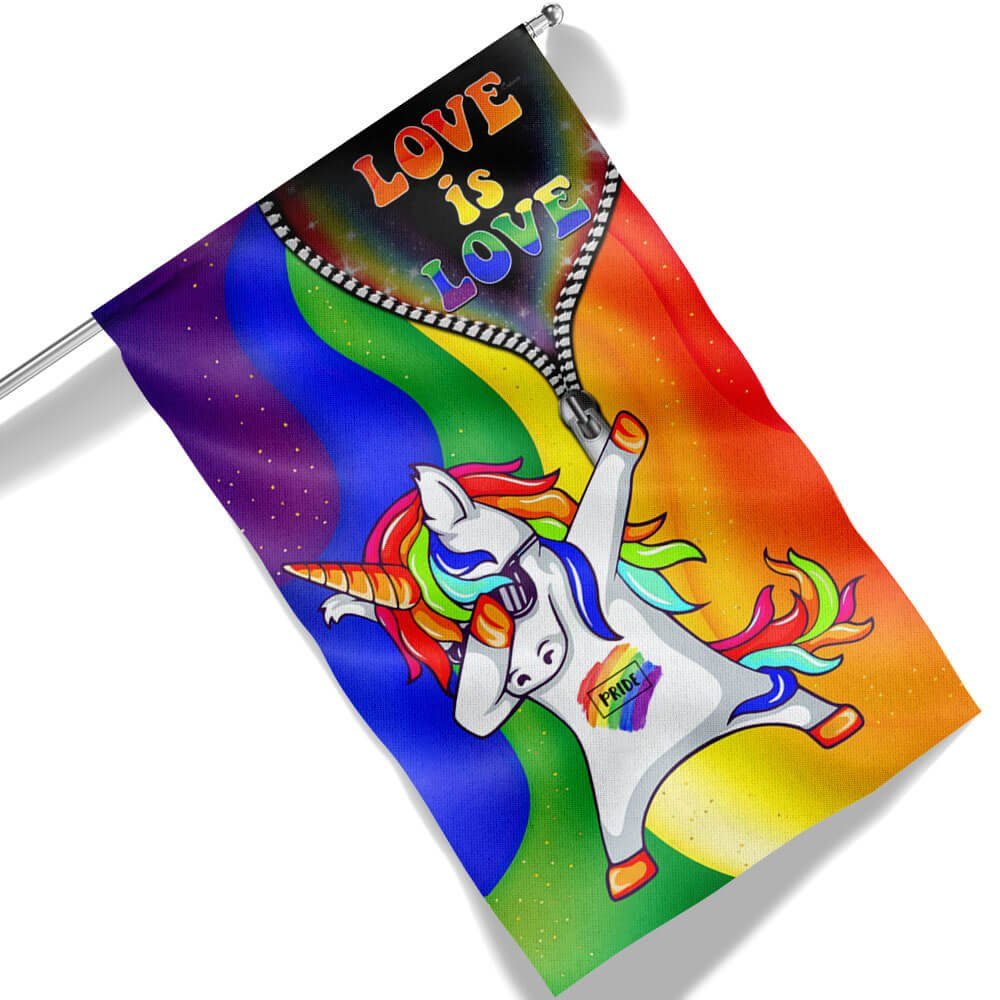 LGBT Flag Love Is Love, Rainbow Unicorn Pride Flag TPT811F