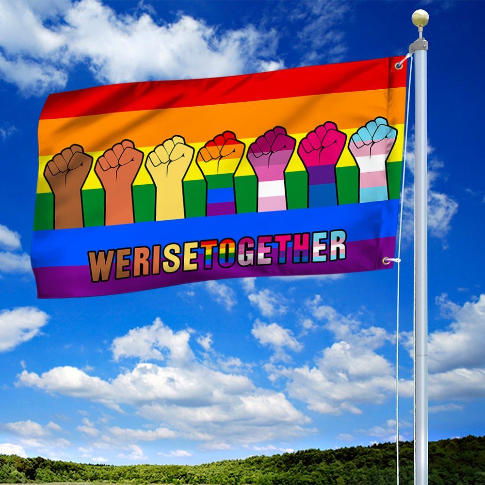 LGBT Flag We Rise Together Grommet Flag TRV1694GF