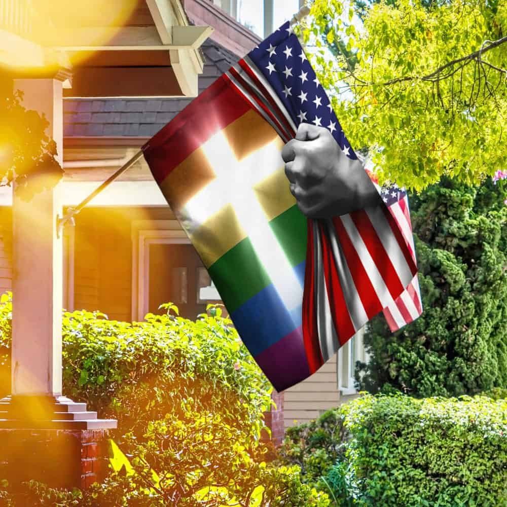 LGBT Pride Cross American Flag QNN529FV1