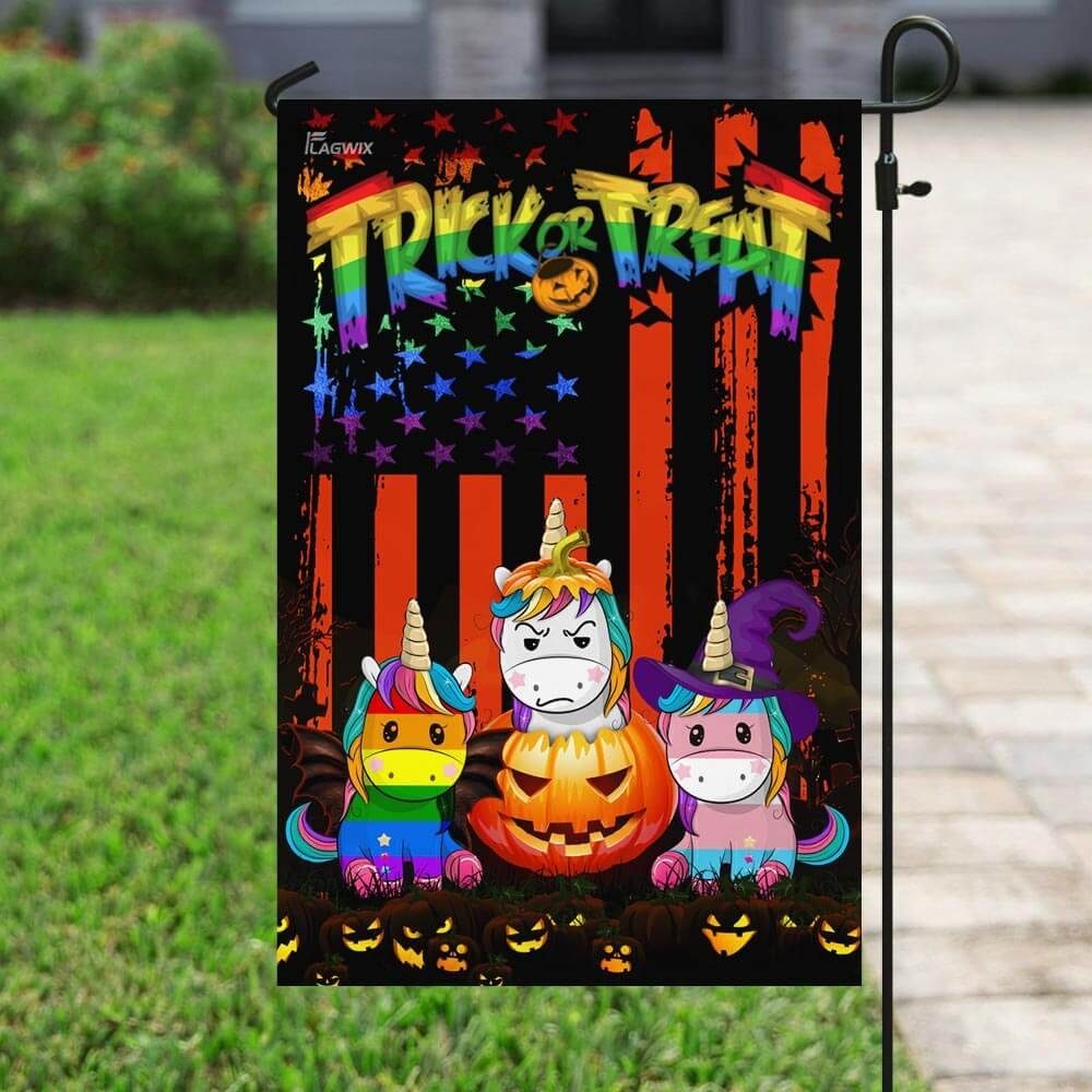 LGBT Unicorn Halloween Trick Or Treat Flag