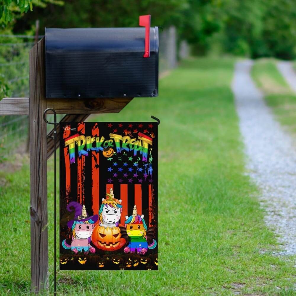 LGBT Unicorn Halloween Trick Or Treat Flag