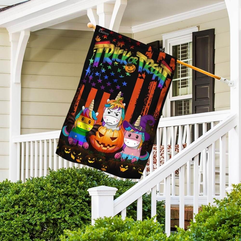 LGBT Unicorn Halloween Trick Or Treat Flag