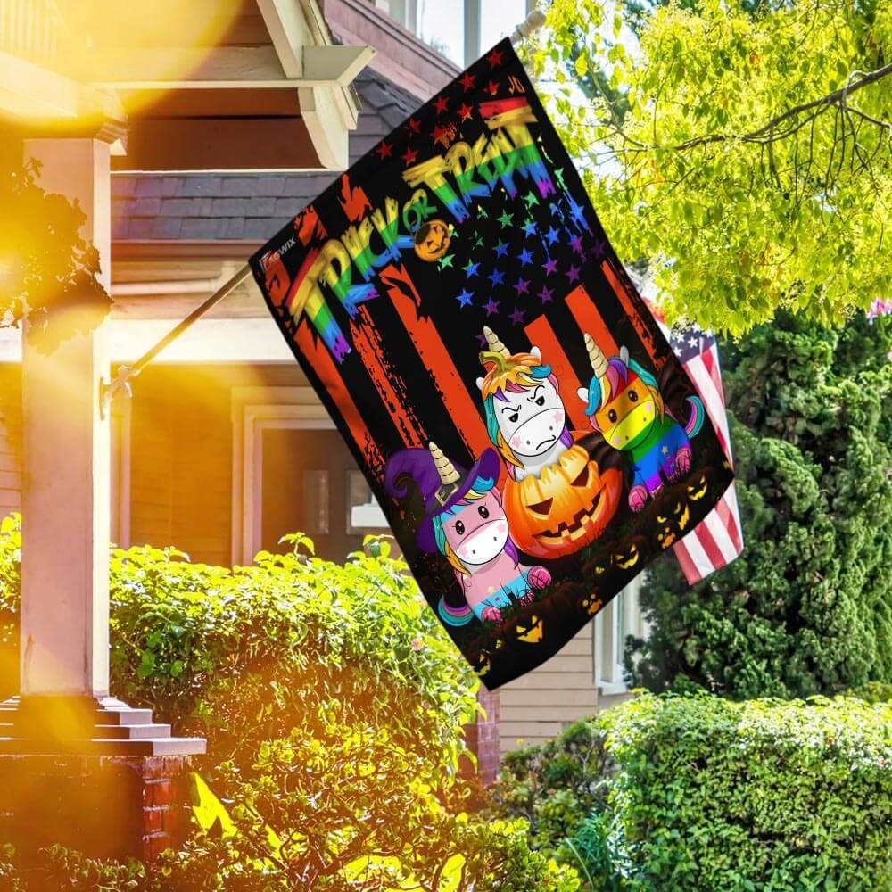 LGBT Unicorn Halloween Trick Or Treat Flag