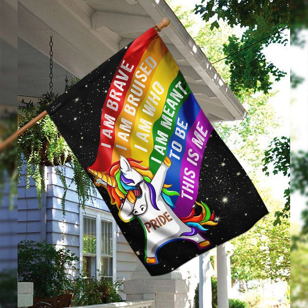 LGBT Unicorn I Am Brave Flag