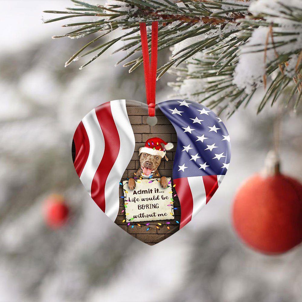 Life Would Be Boring Without Me Pitbull Ceramic Ornament