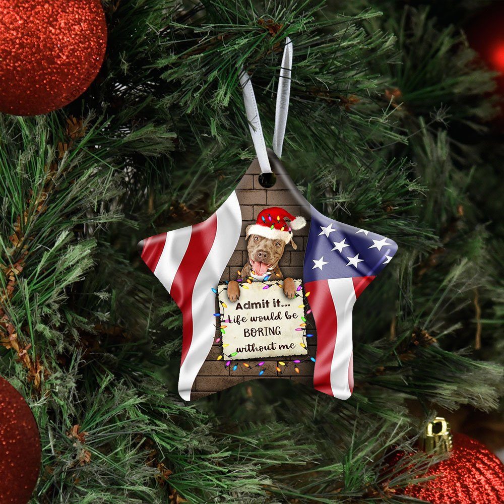 Life Would Be Boring Without Me Pitbull Ceramic Ornament