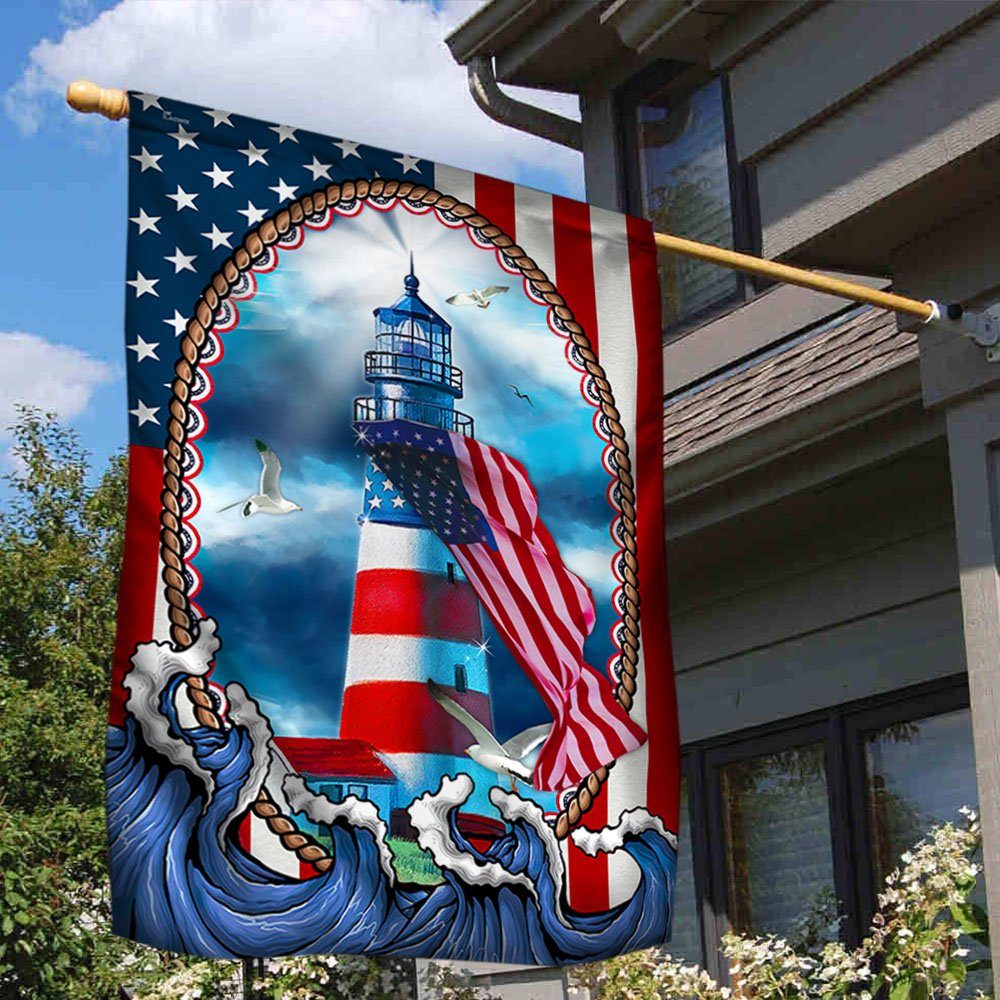 Lighthouse American Flag MLH2163F