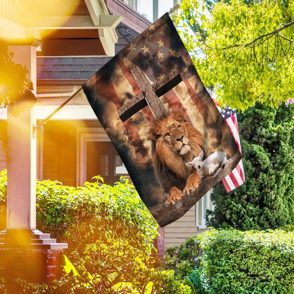 Lion Of Judah Lamb Of God Cross Flag