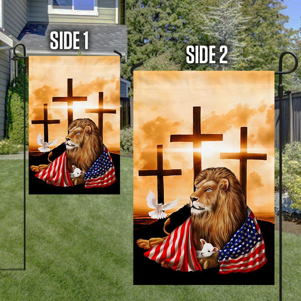 Lion Of Judah Lamb Of God Flag, The Lion And The Lamb Cross QNK1084F