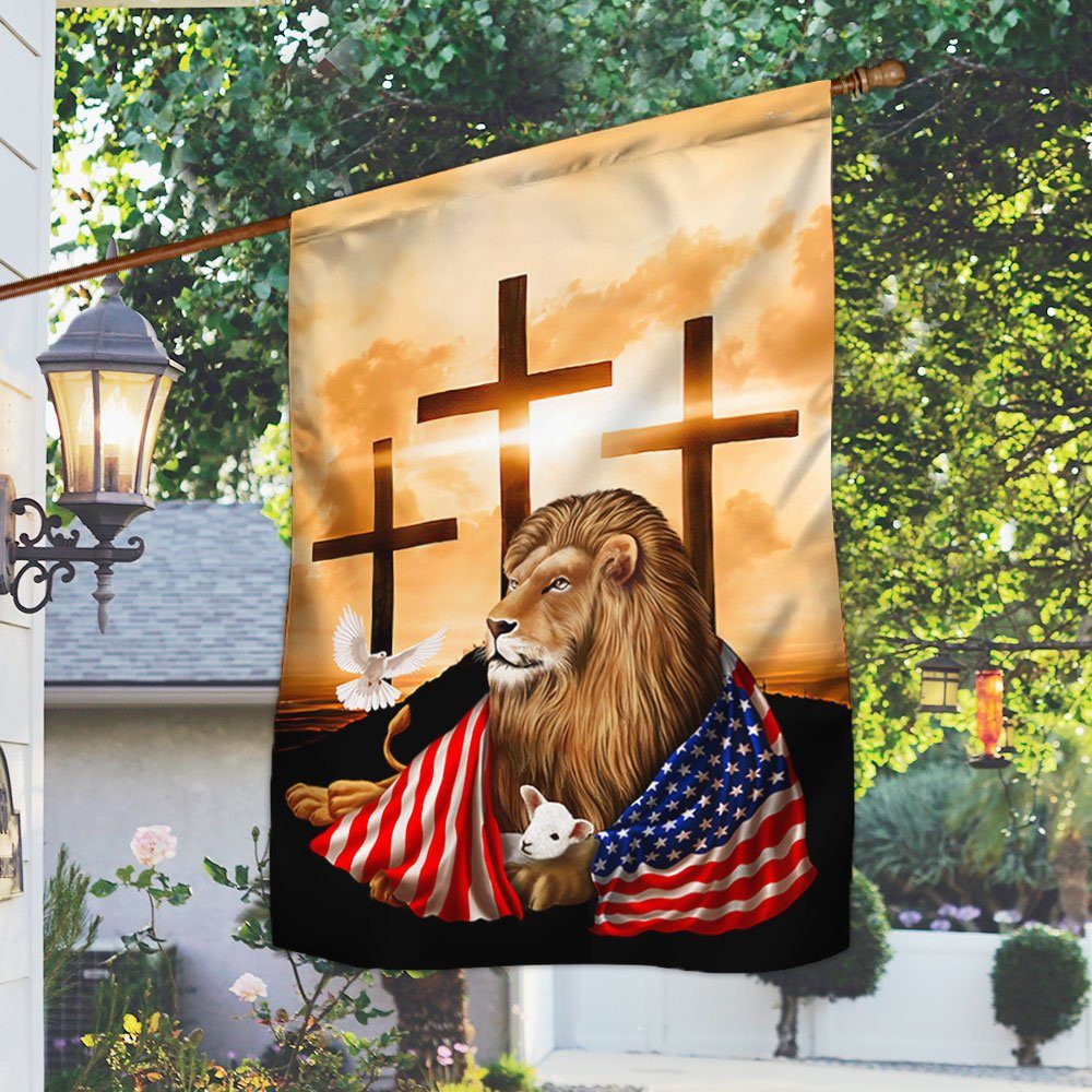 Lion Of Judah Lamb Of God Flag, The Lion And The Lamb Cross QNK1084F