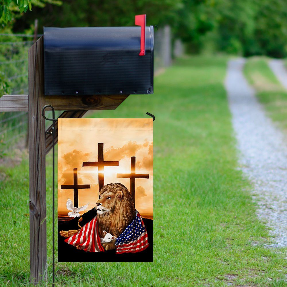 Lion Of Judah Lamb Of God Flag, The Lion And The Lamb Cross QNK1084F