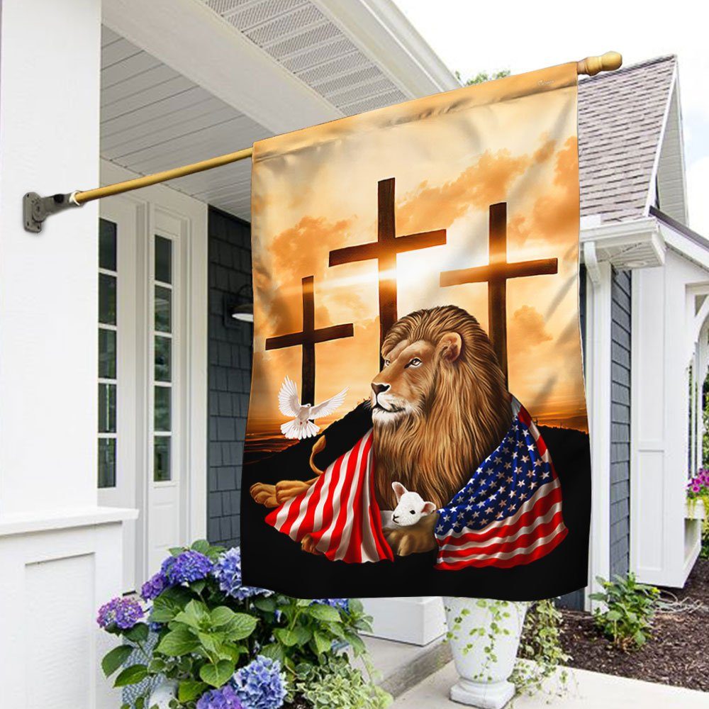 Lion Of Judah Lamb Of God Flag, The Lion And The Lamb Cross QNK1084F