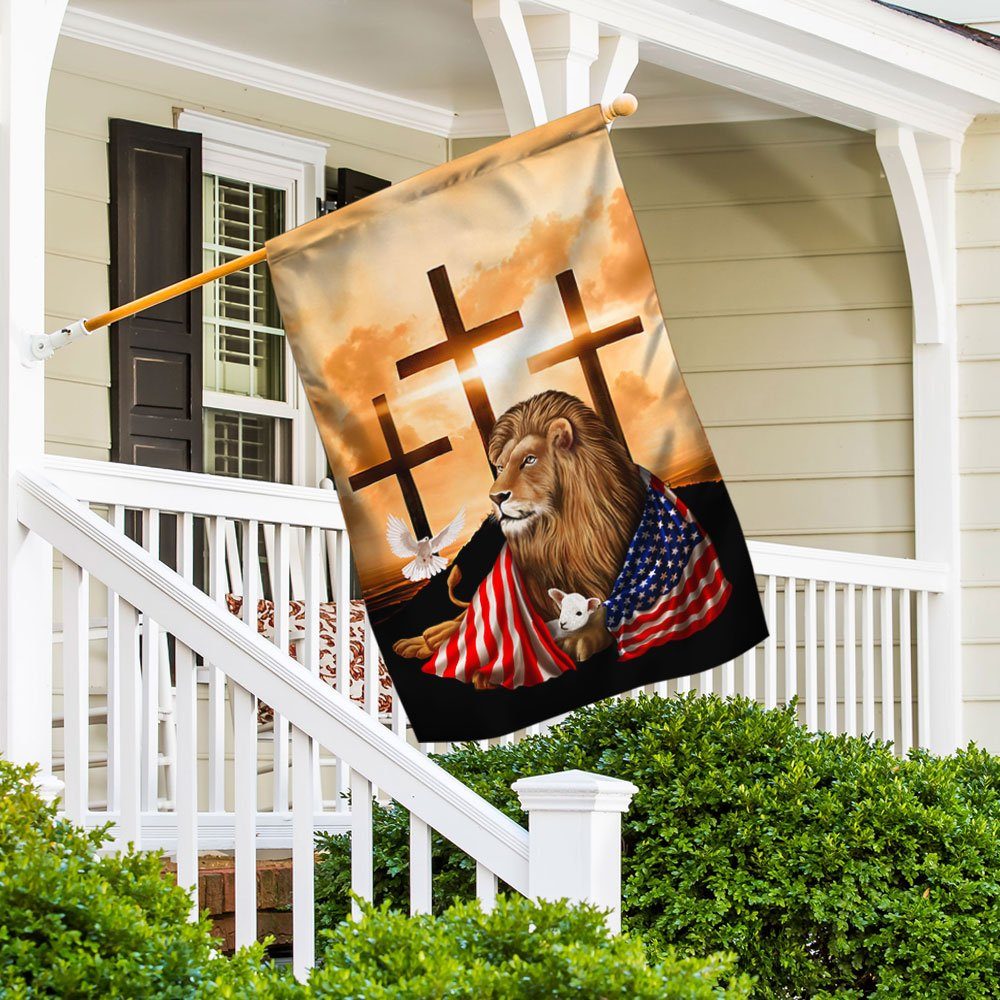Lion Of Judah Lamb Of God Flag, The Lion And The Lamb Cross QNK1084F