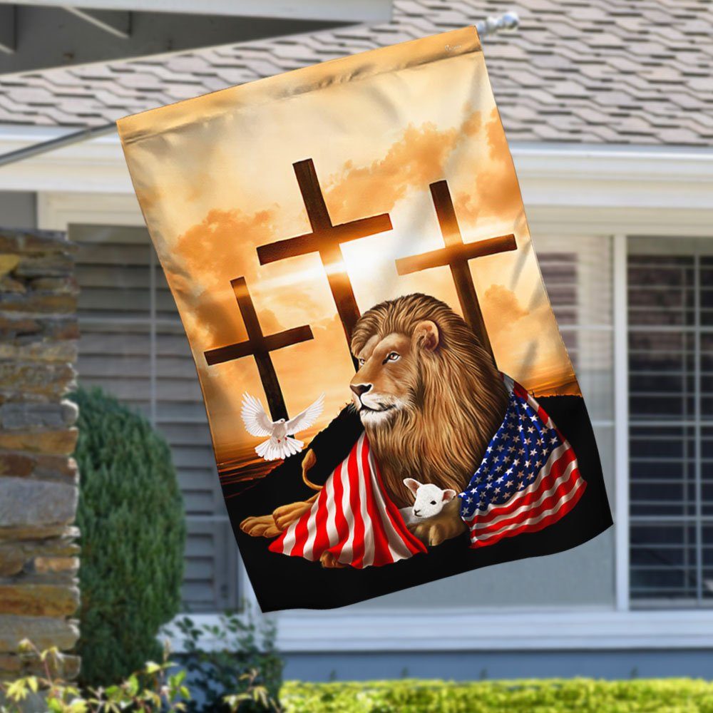 Lion Of Judah Lamb Of God Flag, The Lion And The Lamb Cross QNK1084F