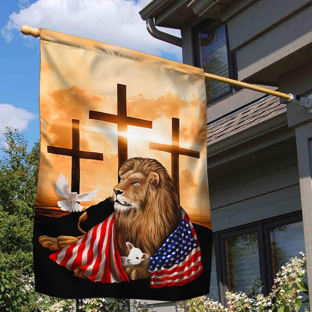 Lion Of Judah Lamb Of God Flag, The Lion And The Lamb Cross QNK1084F
