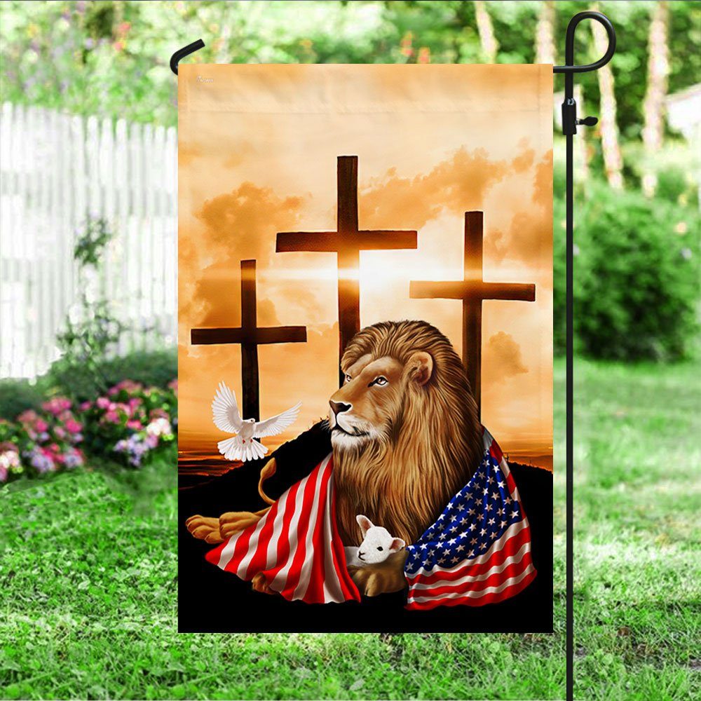 Lion Of Judah Lamb Of God Flag, The Lion And The Lamb Cross QNK1084F