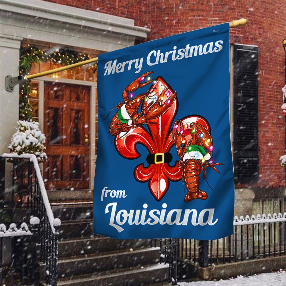 Louisiana Christmas Flag Crawfish Fleur-de-lis LNT706F