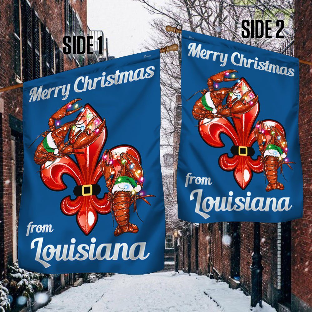 Louisiana Christmas Flag Crawfish Fleur-de-lis LNT706F