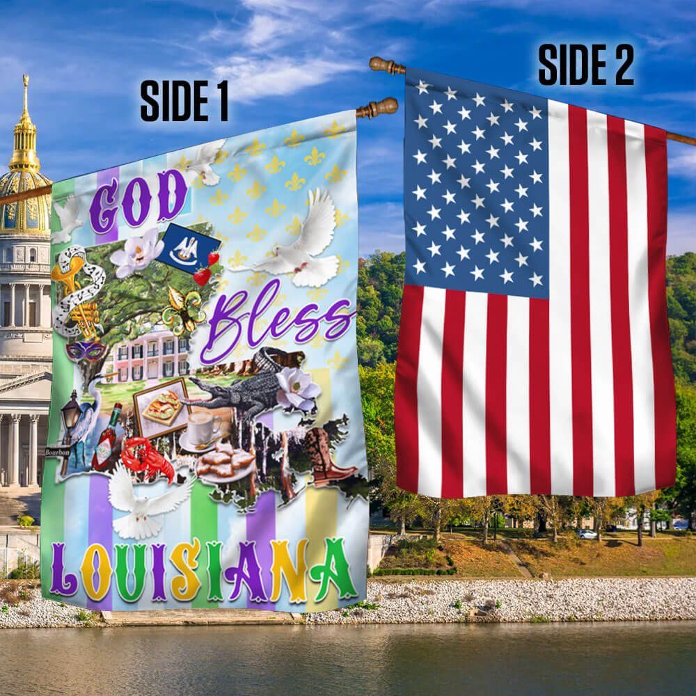 Louisiana Flag God Bless Louisiana Two-Sided Flag TPT831F