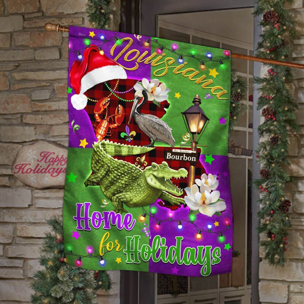 Louisiana Home For Holidays Christmas Flag MLN788F