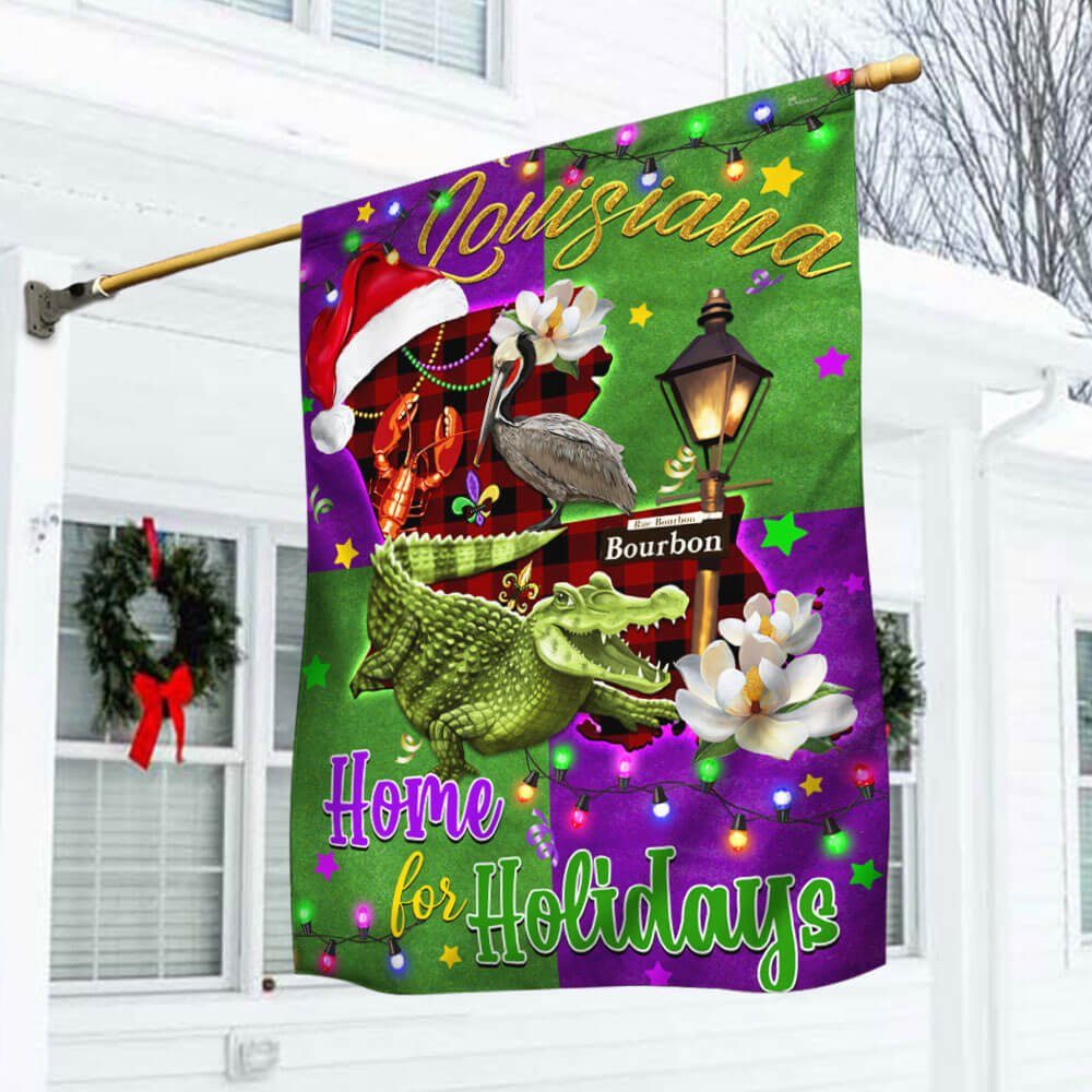 Louisiana Home For Holidays Christmas Flag MLN788F