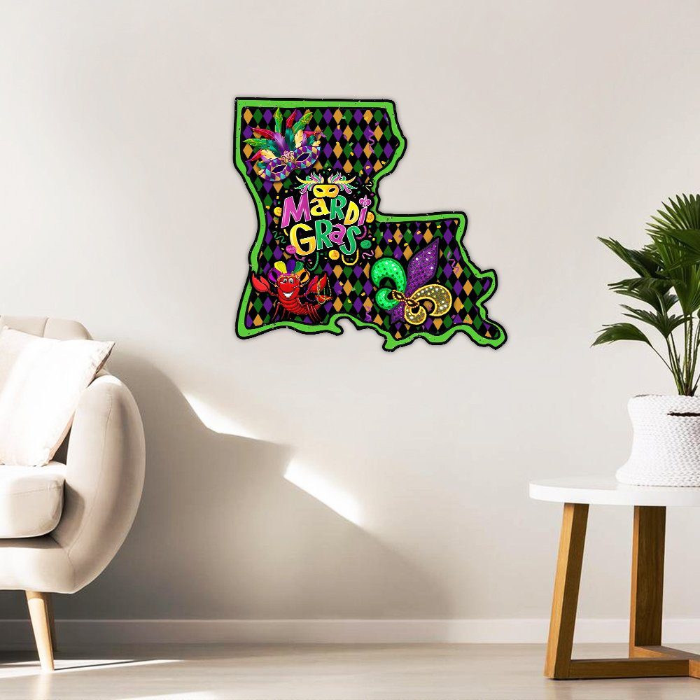 Louisiana Mardi Gras Hanging Metal Sign Symbol LNT796MS