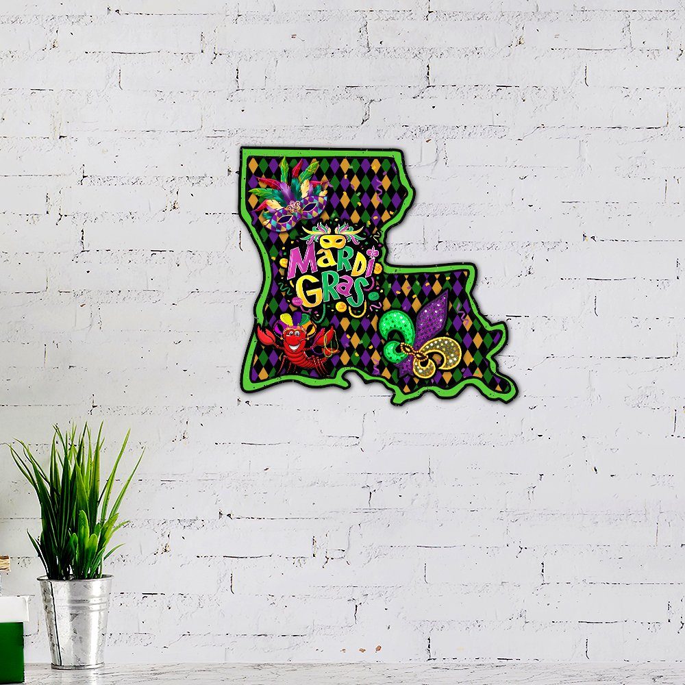 Louisiana Mardi Gras Hanging Metal Sign Symbol LNT796MS