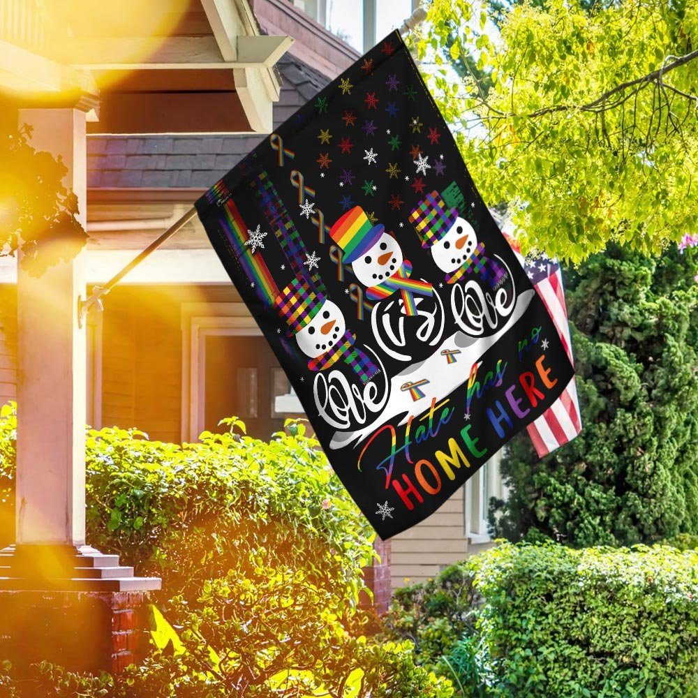 Love Is Love, Hate Has No Home Here LGBT Snowman Christmas Flag