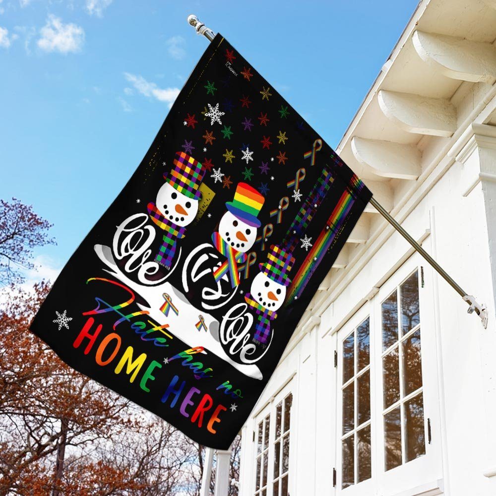 Love Is Love, Hate Has No Home Here LGBT Snowman Christmas Flag