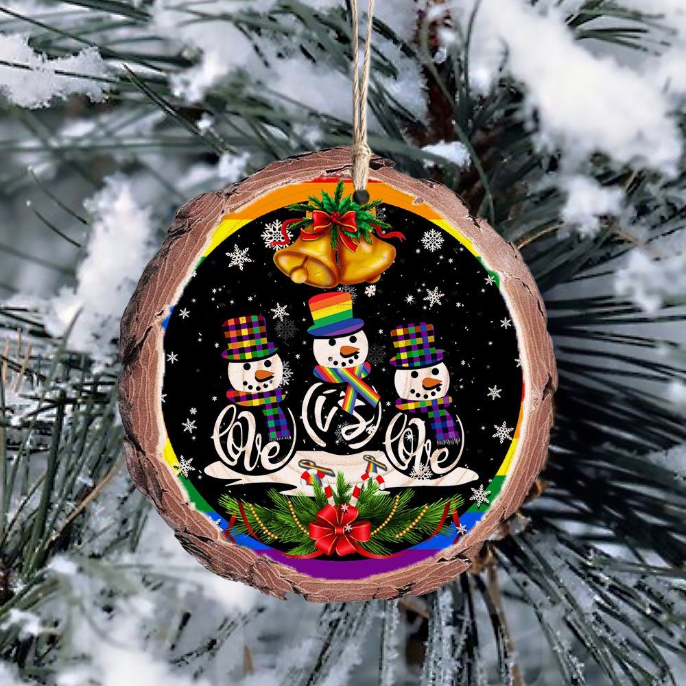 Love Is Love LGBT Wood Slice Ornament DDH2900Ov1