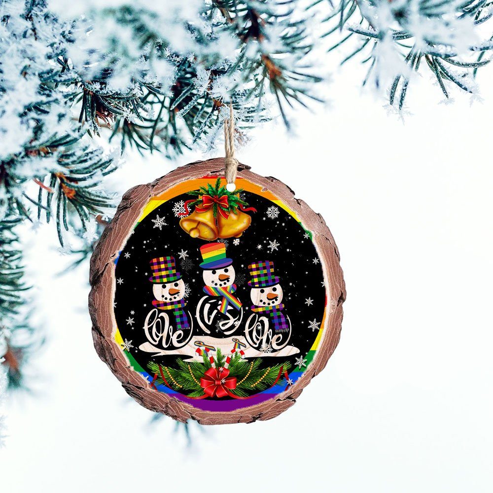 Love Is Love LGBT Wood Slice Ornament DDH2900Ov1