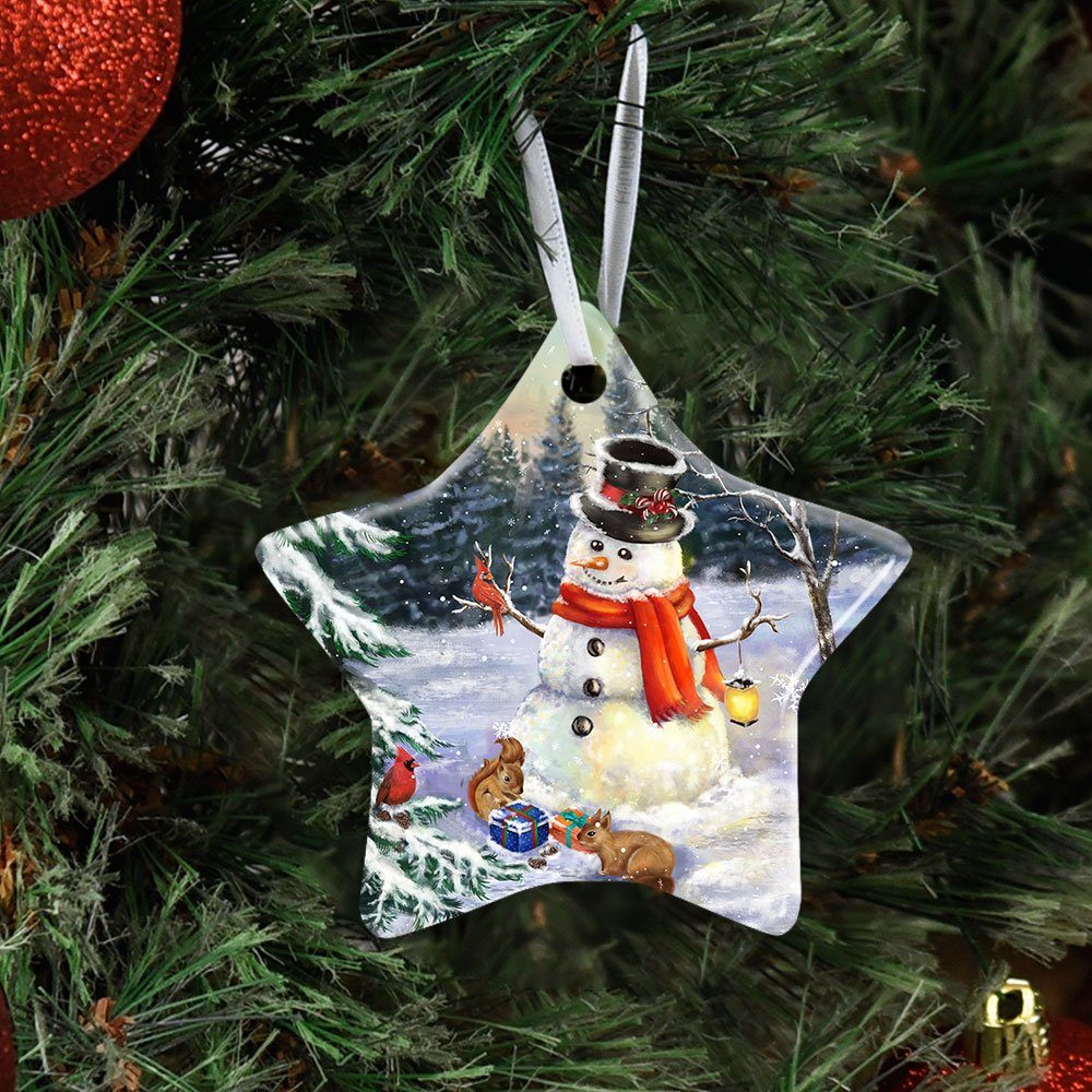 Lovely Snowman Ceramic Ornament
