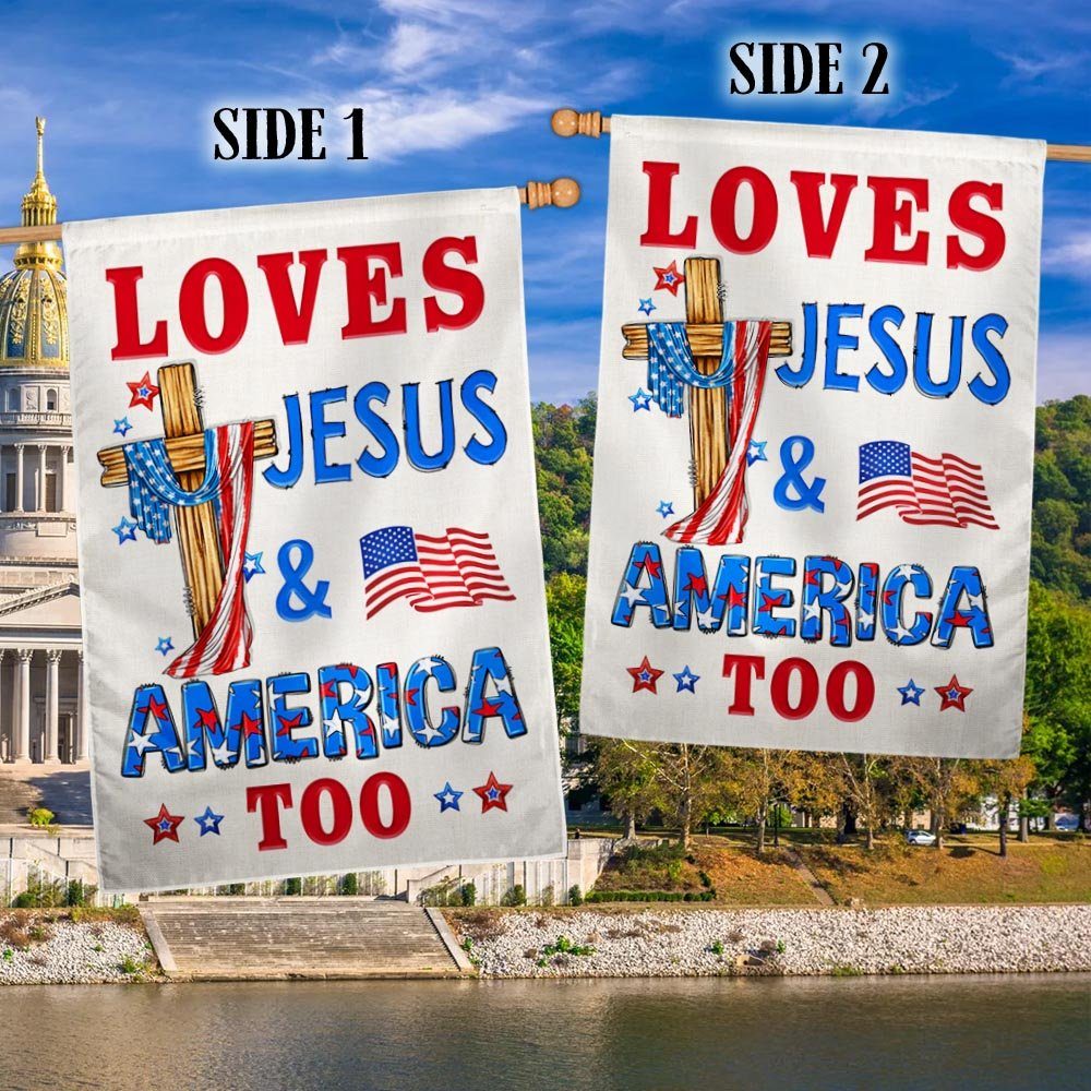 Loves Jesus And America Too Flag TQN1405F