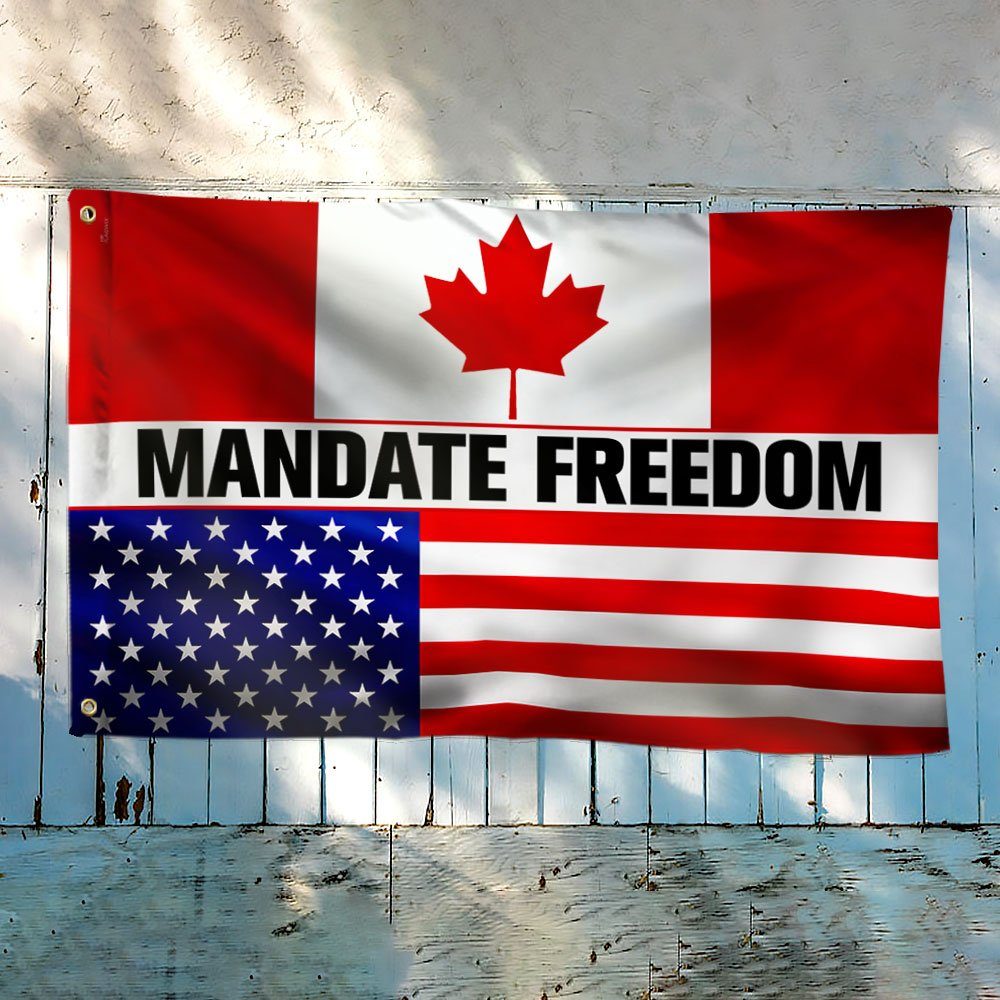 Mandate Freedom Grommet Flag, Freedom Convoy 2022, Truckers For Freedom, Canadian Truckers, Canadian American Flag QNN702GFv3