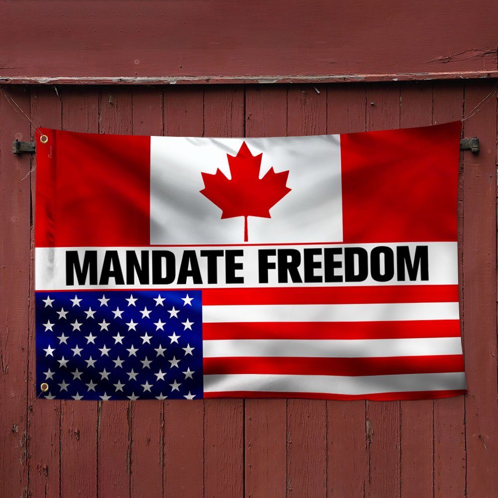 Mandate Freedom Grommet Flag, Freedom Convoy 2022, Truckers For Freedom, Canadian Truckers, Canadian American Flag QNN702GFv3