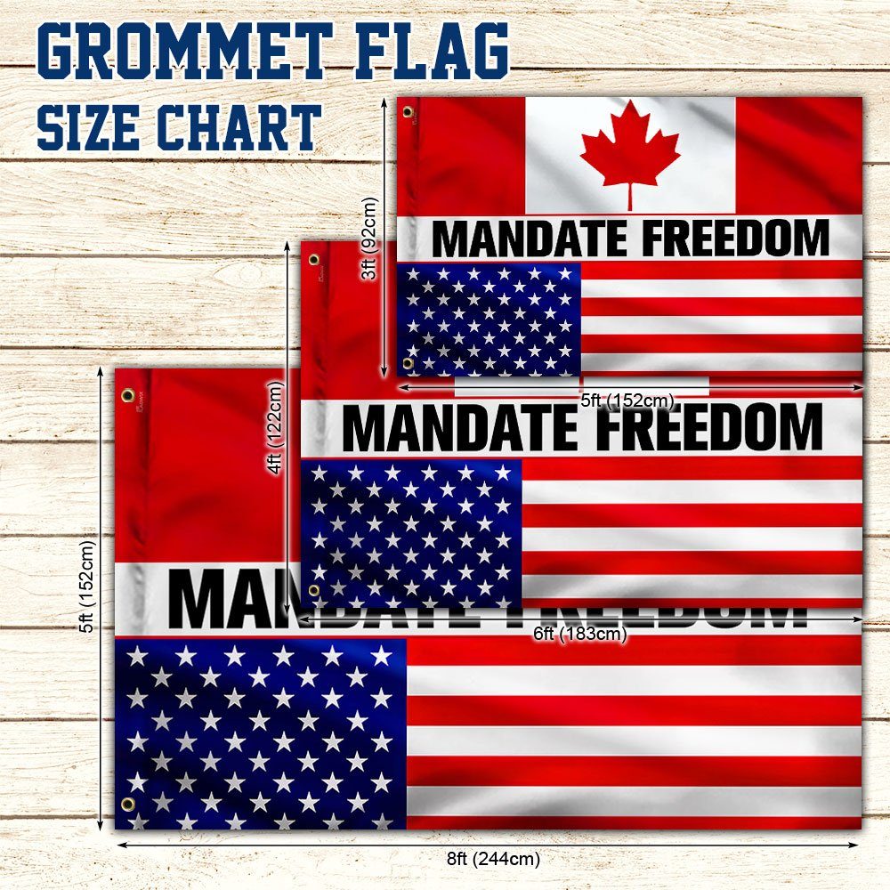 Mandate Freedom Grommet Flag, Freedom Convoy 2022, Truckers For Freedom, Canadian Truckers, Canadian American Flag QNN702GFv3