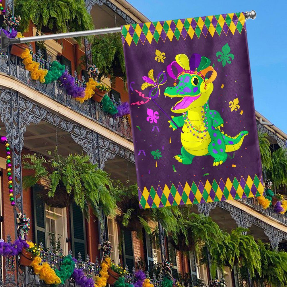 Mardi Gras Alligator Flag Funny Alligator LNT795F