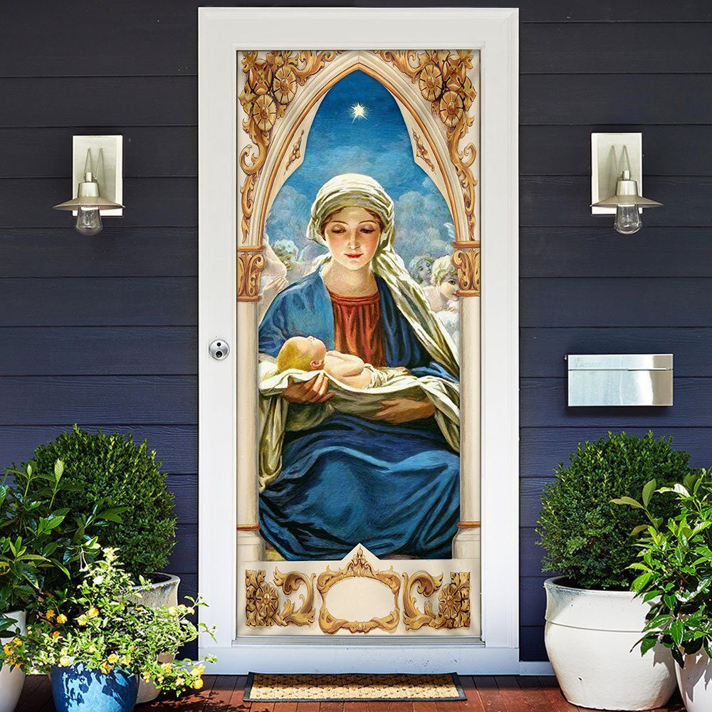 Mary Gives Birth To Jesus Door Cover