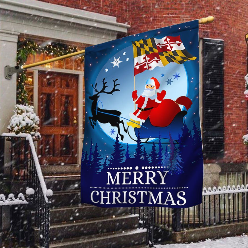 Maryland Christmas Flag Santa Sleigh Maryland Christmas Decoration TQN747Fv2