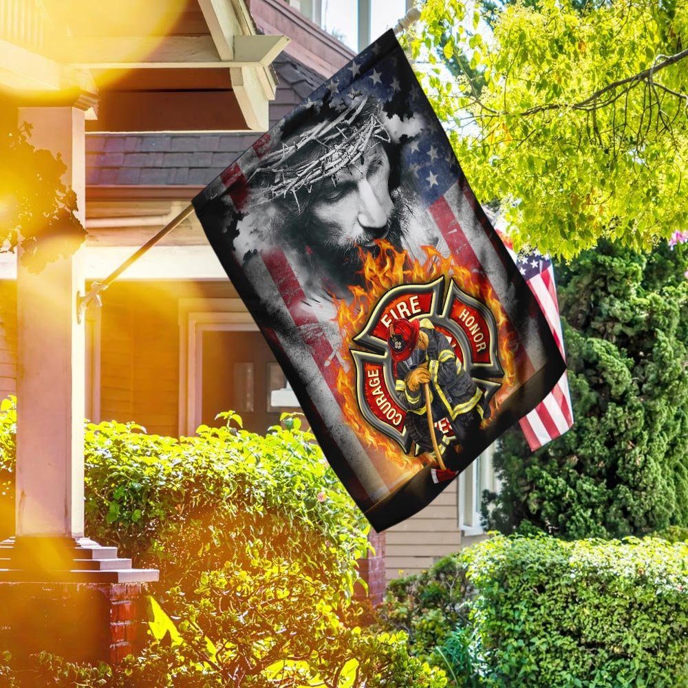 May God Bless Our Firefighters Flag