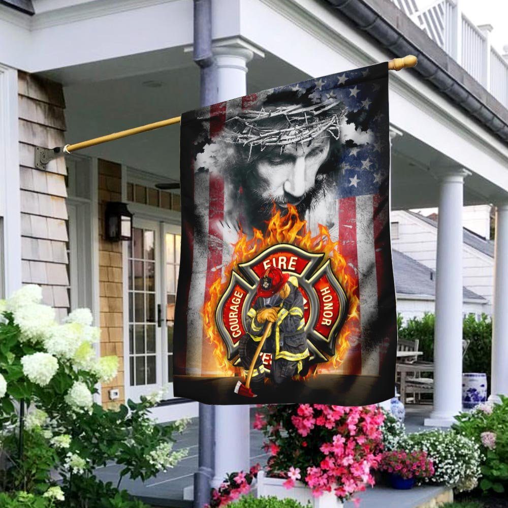 May God Bless Our Firefighters Flag