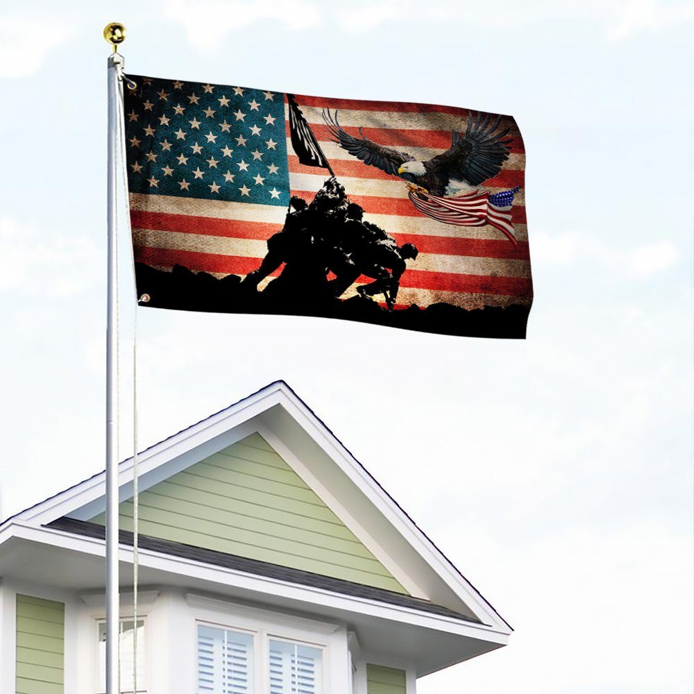 Memorial Day Flag American Eagle Veteran Grommet Flag QTR127GF