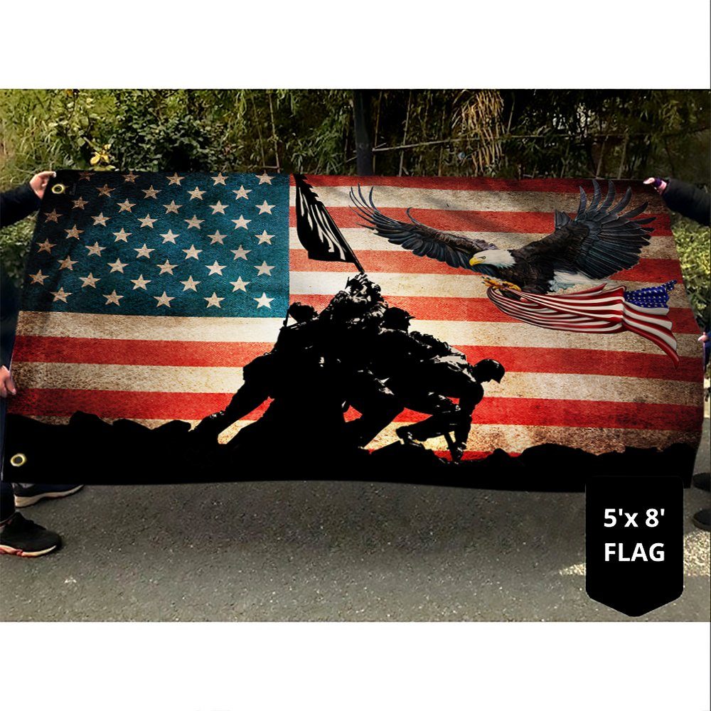Memorial Day Flag American Eagle Veteran Grommet Flag QTR127GF