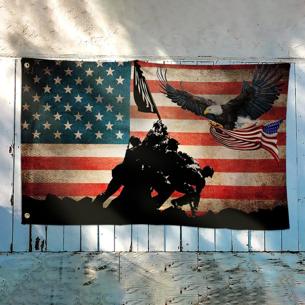 Memorial Day Flag American Eagle Veteran Grommet Flag QTR127GF