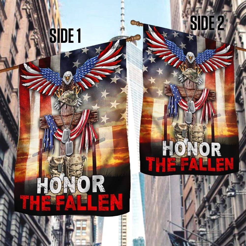 Memorial Day Veterans. Honor The Fallen. Christian Cross. American Eagle Flag TPT159F