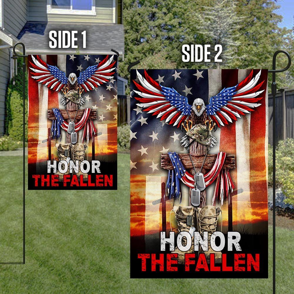 Memorial Day Veterans. Honor The Fallen. Christian Cross. American Eagle Flag TPT159F